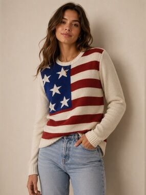 The Classic Red and White Crew Neck Sweater